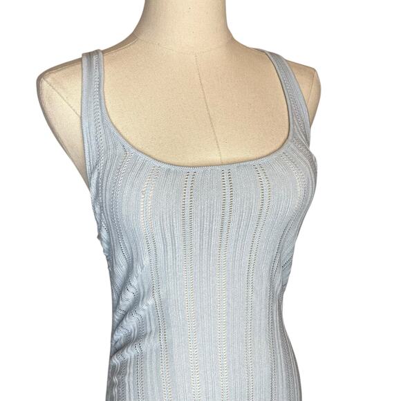 For Love & Lemons Rhea Pointelle Tank Dress Ruched Light Blue, size Small - Picture 3 of 4